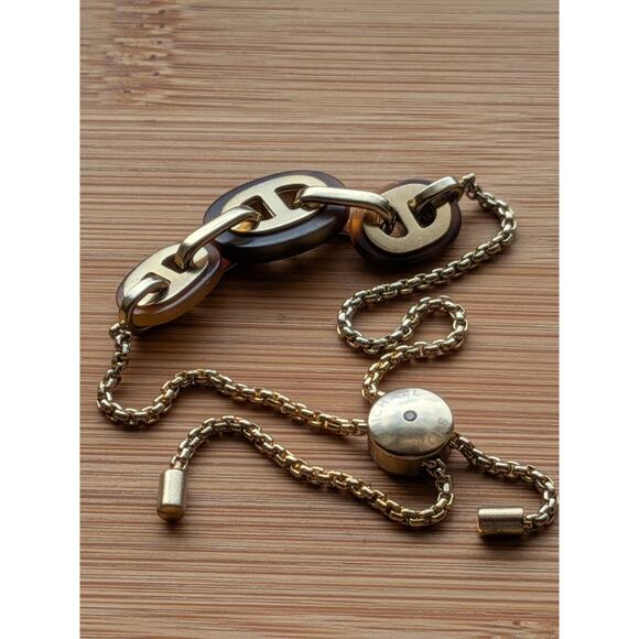 Michael Kors Adjustable Chain Link Slider Boho Maritime Gold Tone Bracelet - Picture 5 of 7